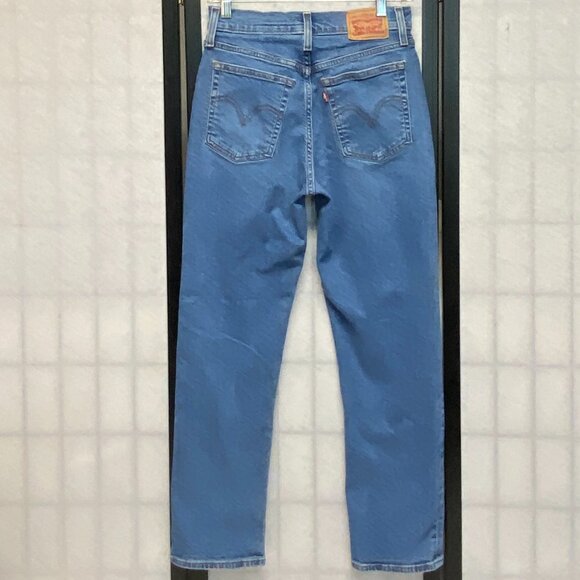 Stretch Vintage Inspired Button Fly Jeans Medium Wash Levi's Wedgie Straight - Picture 2 of 15